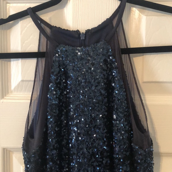 Midnight blue sequin formal floor length dress - Picture 2 of 4
